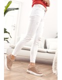 Denim pants with holes, white 2596 - Online store - Boutique